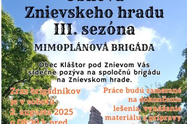 Pozvánka na ďalšiu brigádu na hrade Zniev